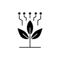 AI in agriculture solid icon design. Implementation AI in agriculture sector. Plant with circuit design element vector