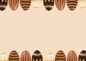 Happy Easter day background with realistic chocolate golden eggs. Holiday concept, template, layout. Spring illustration of calm brown and beige colors vector