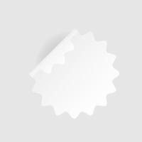 Round adhesive sticker with folded edge. White paper circle with shadows and soft zig zag shape. Empty mockup for any notes. illustration vector
