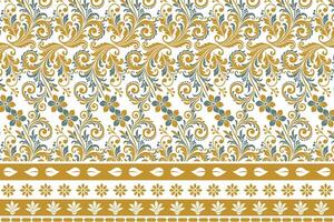 abstract seamless floral pattern with border design, blending vintage botanical motifs and ethnic geometric elements for fabric, textiles, wallpaper, and fashion accessories vector