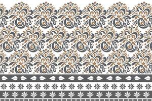 abstract seamless floral pattern with border design, featuring vintage botanical elements and ethnic geometric patterns for fabric, textiles, wallpaper, and fashion designs vector