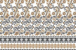 abstract seamless floral pattern with border design, featuring vintage botanical motifs and ethnic geometric elements for textile fabrics, wallpaper, and fashion collections vector