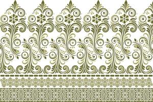 abstract seamless floral pattern with border design, featuring vintage botanical elements and ethnic geometric motifs for textiles, fabric, wallpaper, and fashion designs vector