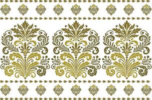 abstract floral seamless pattern with border design and vintage botanical motifs featuring geometric ethnic elements for fabric textiles wallpaper and fashion vector