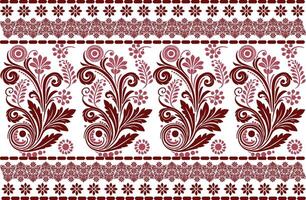 abstract floral seamless pattern with intricate border design vintage botanical motifs and ethnic geometric elements for fabric textiles, wallpaper, and fashion vector