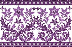 abstract floral seamless pattern with border design, combining vintage botanical motifs and ethnic geometric elements for fabric, wallpaper, textiles, and fashion accessories vector