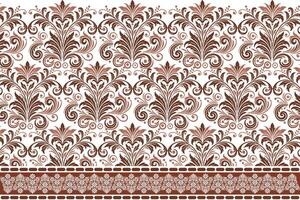 abstract seamless floral pattern with border design featuring vintage botanical motifs and ethnic geometric shapes for fabric, textiles, wallpaper, and fashion accessories vector