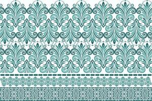abstract seamless floral pattern with border design, featuring vintage botanical motifs and ethnic geometric shapes for fabric, textiles, wallpaper, and fashion designs vector