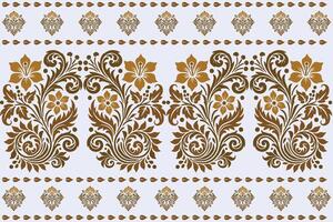 abstract floral seamless pattern with vintage botanical motifs and border design featuring geometric ethnic elements for fabric textiles wallpaper and fashion vector