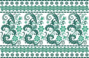 abstract seamless floral pattern with border design featuring vintage botanical motifs and geometric ethnic elements for textile fabric wallpaper and fashion vector