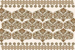 abstract seamless floral pattern with border design, blending vintage botanical elements and ethnic geometric shapes for fabric, wallpaper, textiles, and fashion wear vector
