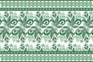 abstract seamless floral pattern with border design, combining vintage botanical motifs and ethnic geometric elements for fabric, textiles, wallpaper, and fashion wear vector