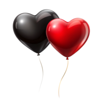 Black and red heart shape Balloons isolated on transparent background png