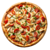 Chicken Pizza Top View isolated on transparent background png
