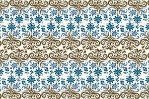 abstract floral seamless pattern with vintage ikat motifs and botanical elements for fabric and wallpaper all over textured flower blossom design with artistic traditional flair vector
