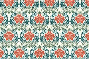 abstract vintage floral seamless pattern with ikat and botanical motifs for fabric and wallpaper all over flower blossom traditional repeat design texture vector