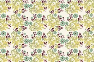 abstract floral seamless pattern with vintage ikat and botanical elements for fabric and wallpaper all over textured flower blossom design with modern traditional vibes vector