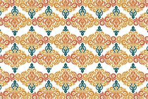 vintage seamless floral design with abstract botanical motifs and ethnic ikat patterns for fabric, textiles, wallpaper, and fashion projects vector