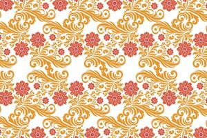 abstract vintage floral seamless pattern with botanical ikat elements for fabric and wallpaper all over textured flower blossom design with traditional style vector