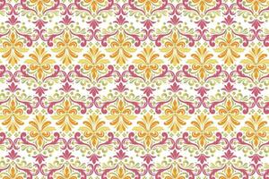 vintage seamless floral design with abstract botanical motifs and ethnic ikat patterns for fabric, textile, wallpaper, and fashion applications vector