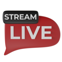 3d render chat bubble with text live stream. TV background and internet stream concept png