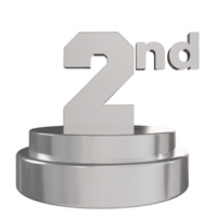 3d render podium with number 2. second place concept png