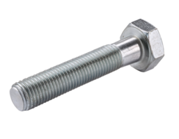 steel hexagonal head bolt with threaded body on isolated background for industrial and construction purposes png