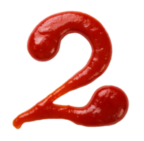 number two created with ketchup on isolated background png