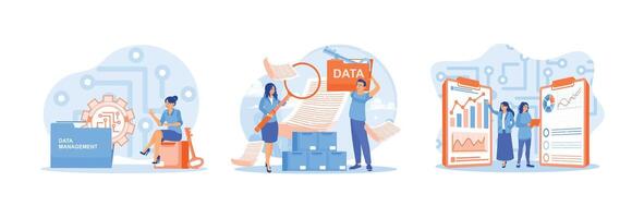 Businessman searching and analyzing data in privacy media center. vector