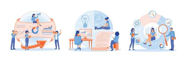 The finance team analyzes data and creates financial reports. vector