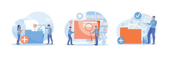 People group, store and search files in large folders. vector
