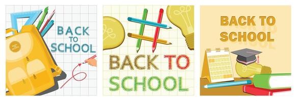 Back to school with colored pencils arranged in a square. vector