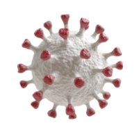 detailed 3D rendering of virus structure, showcasing its surface spikes and spherical shape, illustrating complexity of viral biology png