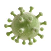 detailed illustration of green virus with protruding spikes, representing microscopic life. This highlights structure and complexity of viral forms png