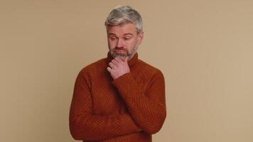 Man tired bored indifferent expression, exhausted of tedious story not interested in communication video