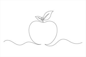 Apple fruits continuous line drawing of isolated outline icon vector