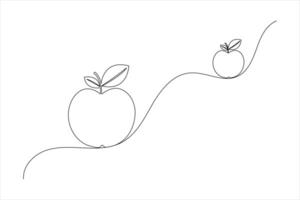 Apple line drawing of isolated continuous single icon vector