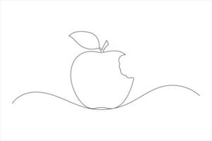 Apple fruits line drawing of isolated single line icon vector