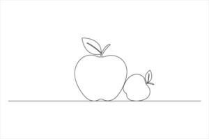 Apple fruits line drawing of isolated outline icon vector