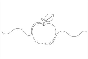 Apple fruits line drawing of isolated continuous outline illustration vector