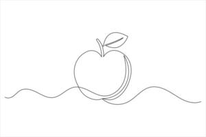 Apple line drawing of isolated continuous outline icon vector