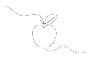Apple fruits line art drawing of isolated continuous outline icon vector