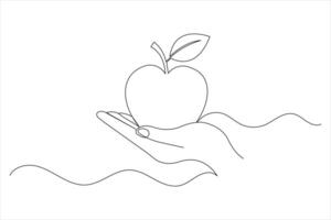 Apple fruits line art of isolated continuous outline icon vector