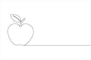 Apple fruits line drawing of isolated continuous single icon vector