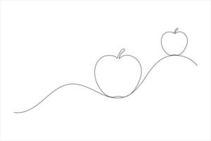 Apple fruits outline drawing of isolated continuous one line icon vector