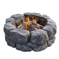 A fire pit with rocks and logs png