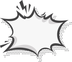 Manga speech bubble. Comic text frame with pop art halftone dotted effect. Balloon chat shape for dialog. Cloud for shock shout and scream action messages. Irregular cartoon decoration png