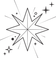 Line icon of stars. Sparks and shiny elements. Abstract glitter symbol with light effect. Minimal Y2K magic twinkles png