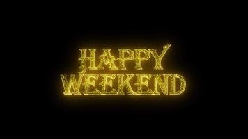 Happy Weekend golden text animation with dots particles shiny gold video