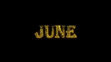 June golden text animation with dots particles shiny gold video
